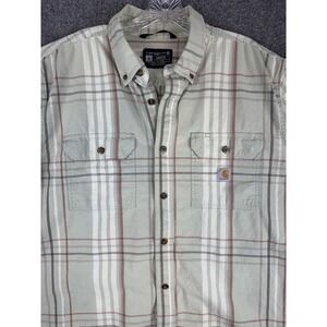 Carhartt Mens Shirt 105175 Loose Fit Short Sleeve Plaid Size XL Green